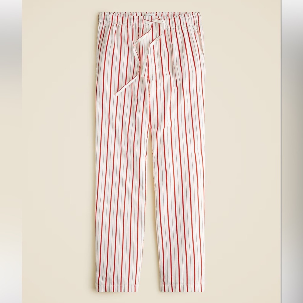 J crew Pajama pant in cotton poplin ivory red